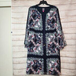 NWT Vince Camuto Womens Shift Dress Size 20 Floral Print Bell Sleeve Sheer Lined